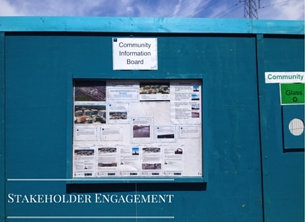one stakeholder enagement approach - community notice board on construction site hoarding
