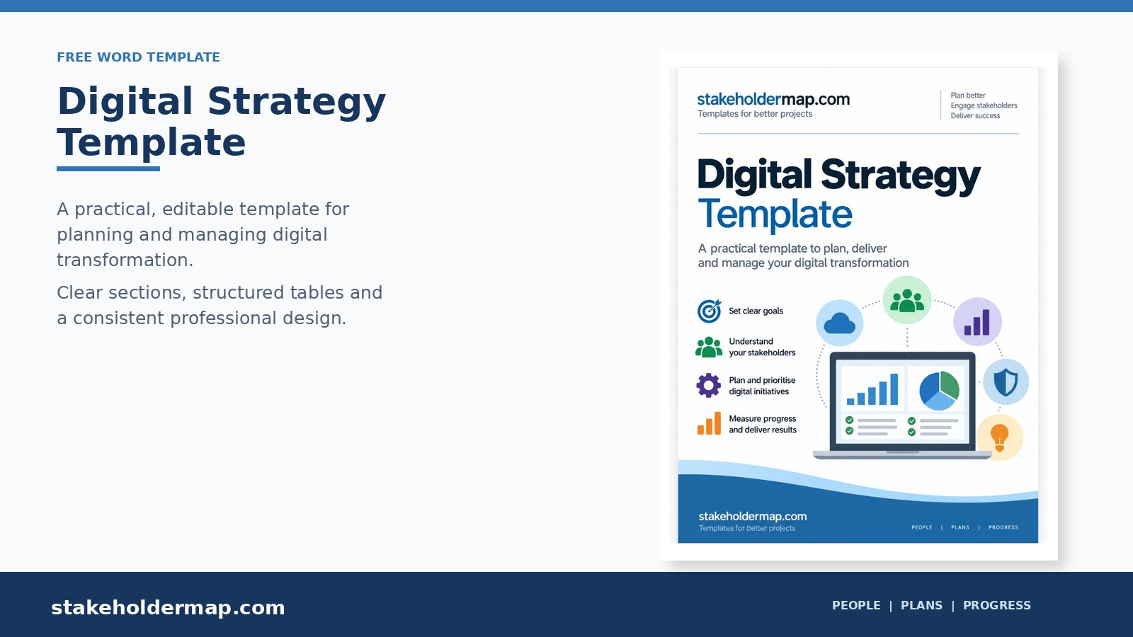 Digital Strategy Template cover from StakeholderMap