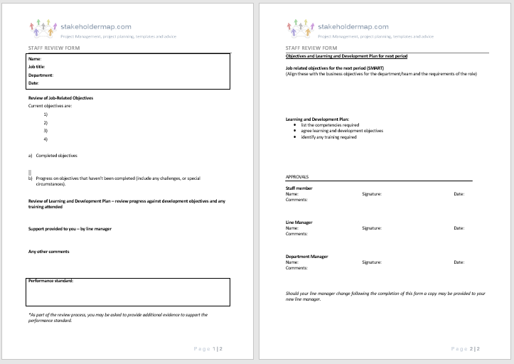 Staff Review Form - word template
