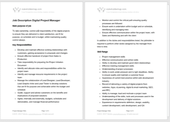 Job Description example Digital project manager