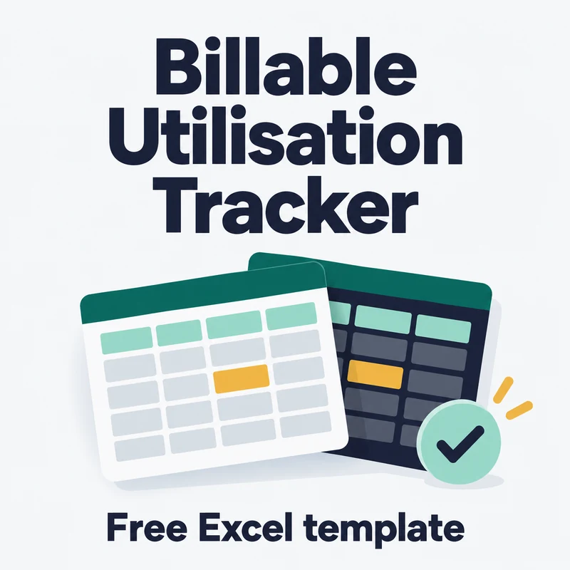 Billable utilisation tracker for Excel in light and dark themes