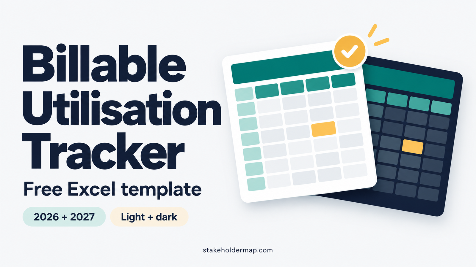 Illustrated light and dark billable trackers for 2026 and 2027.