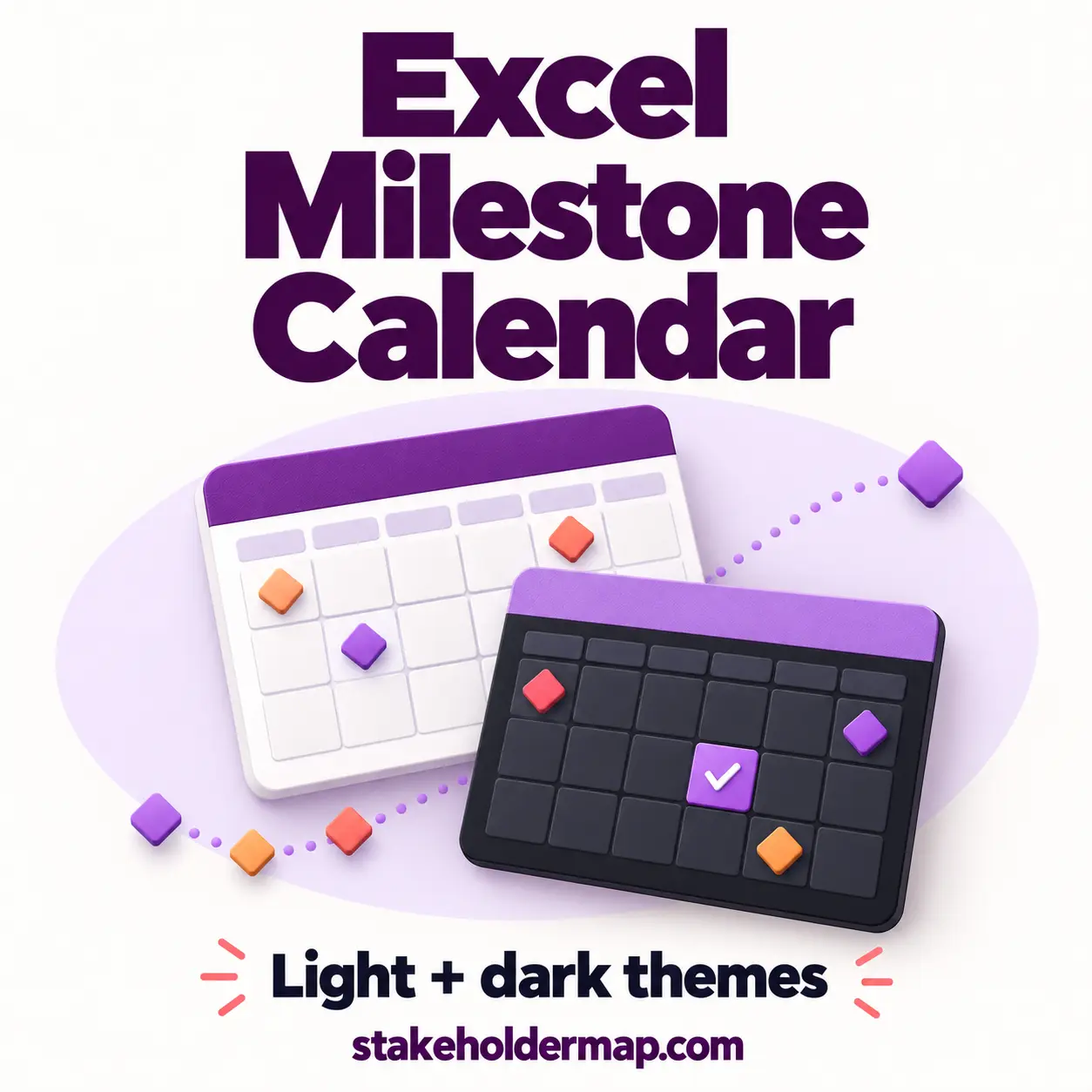 Milestone calendar showing project checkpoints in monthly and annual views