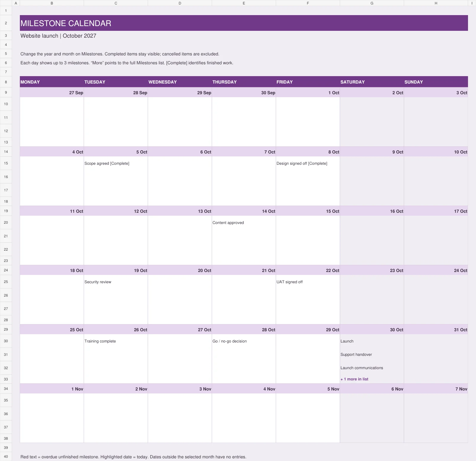 Enlarged light theme milestone calendar preview