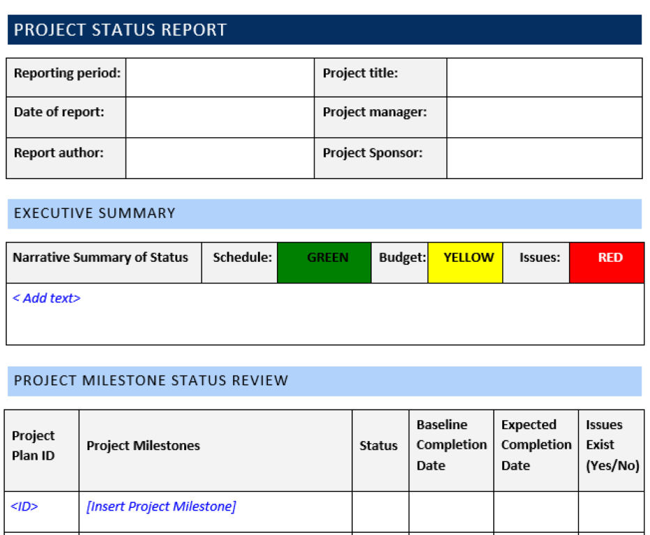 Project Status Report Template