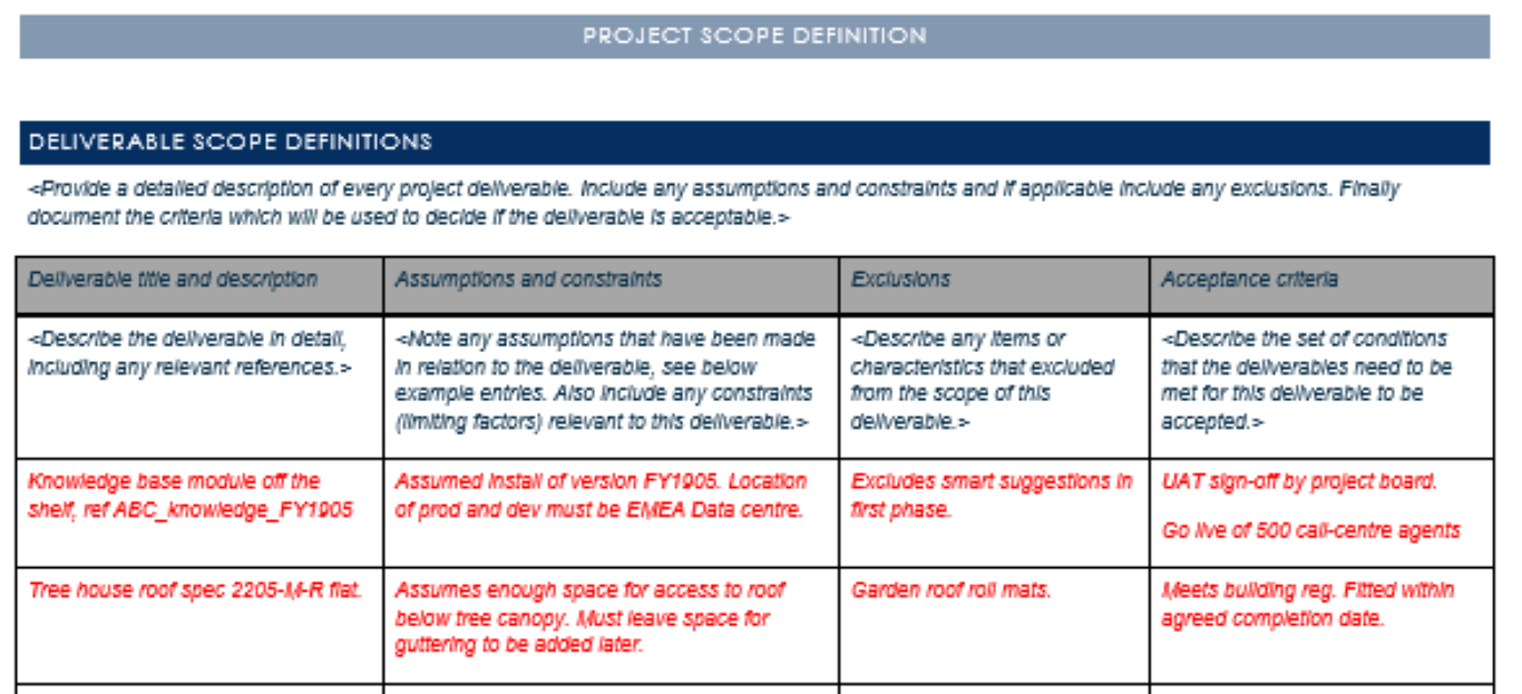 Project Scope Statement Template